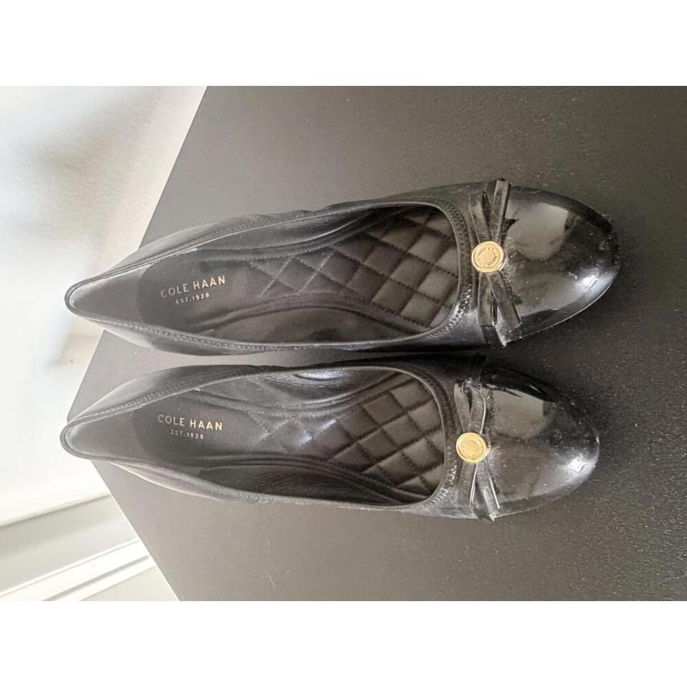 Cole Haan Tali Wedge Closed Toe Black Patent Leather Wedge Women's Size 9